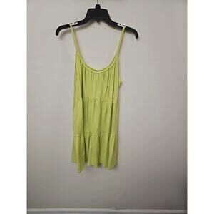 Lime Green Cotton Blend Summer Dress with Braided Rope Straps Size M
